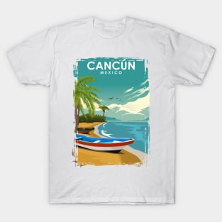 Cancun Mexico Vintage Travel Poster T-Shirt